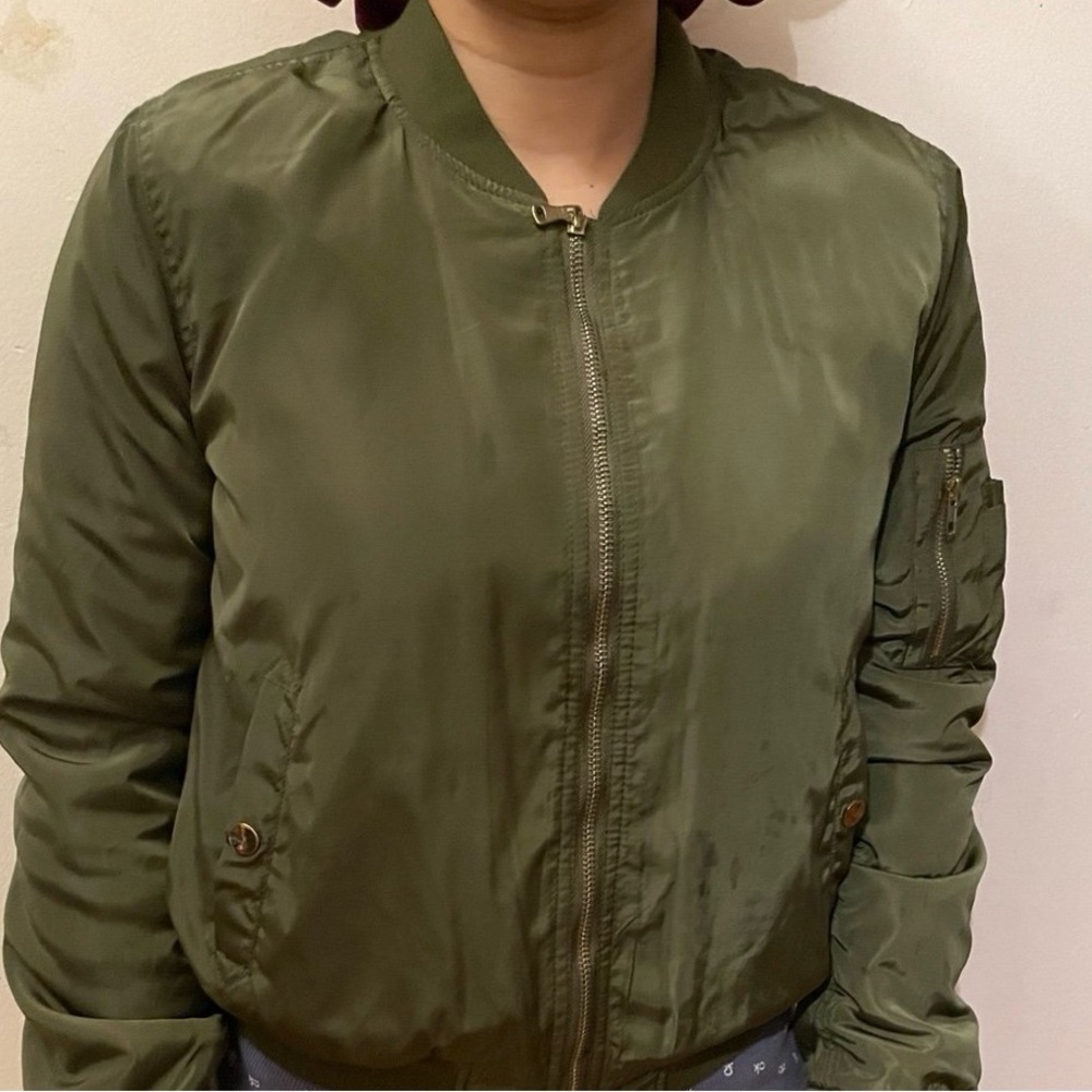 Olive Green Women's Bomber Jacket
